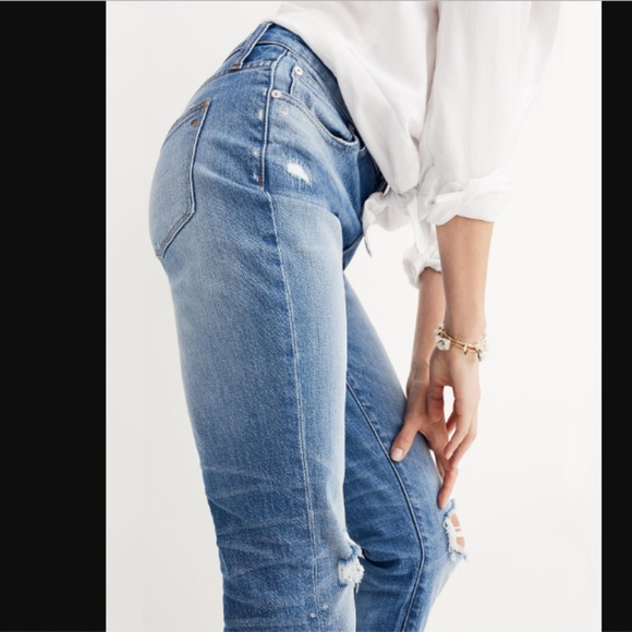 Madewell High-Rise Slim Crop Boyjean Rip Distress - Picture 4 of 8